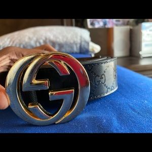 Black and Gold Gucci Buckle Belt